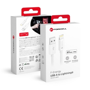 Kabel USB A na Lightning Forcell F-Energy MFi 2.4A 12W 1m, bílý