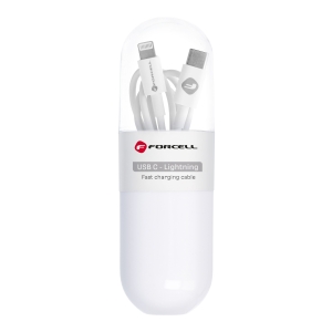 Kabel USB-C na Lightning Forcell F-Energy PD 27W Tube 1 m, bílý