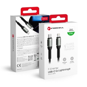 Kabel USB-C na Lightning Forcell F-Energy PD 3A 27W Cafule 0,5 m černý