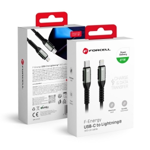 Kabel USB-C na Lightning Forcell F-Energy PD 3A 27W Cafule 3 m, černý