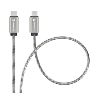 Datový kabel Forcell Metal USB C na USB C  QC4.0 PD 5A 100W 2 m stříbrný
