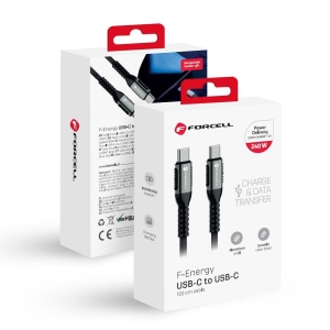 Kabel USB C na USB C Forcell F-Energy QC4.0 PD 5A 240W Cafule 1,2 m černý