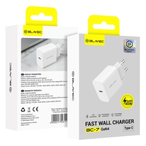 Cestovní nabíječ Blavec, GaN4, 1x USB C, PD 45W, QC 3.0, bílá