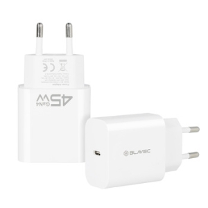 Cestovní nabíječ Blavec, GaN4, 1x USB C, PD 45W, QC 3.0, bílá