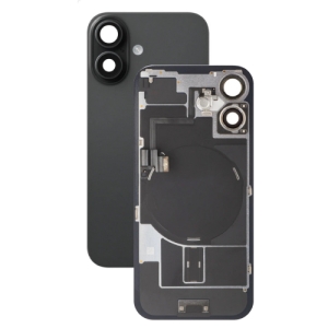 Kryt baterie iPhone 16 black + metal clip + camera lens + magnet