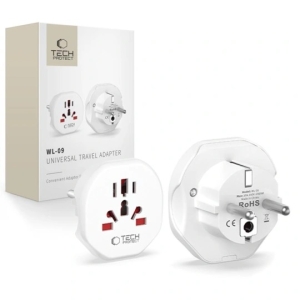 Cestovní adaptér TechProtect WL-09, EU, UK (Anglie), USA, CN, AU, barva bílá