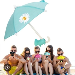 Deštník pro telefon s přísavkou, modrá kytička