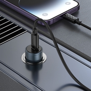 CL adaptér HOCO Z57, 1x USB C, QC 3.0, PD 30W, kabel USB C na Lightning, barva metal grey