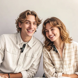 Bezdrátový mikrofon Hoco L20A s dvojitým konektorem Lightning / USB C, černý