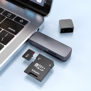 Čtečka paměťových karet HOCO HB45, USB A 3.0, barva metal grey
