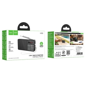Mini přenosné rádio Hoco HI50, FM, AM, TFT karta, USB disk, baterka, černá