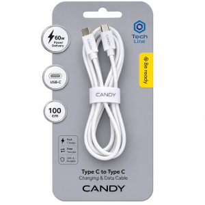 Datový kabel Blavec USB C na USB C, délka 1m, PD 60W 3A, barva bílá
