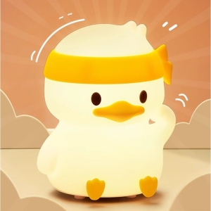 LED noční silikonová lampička Ninja duck, 3 režimy svícení, bílá