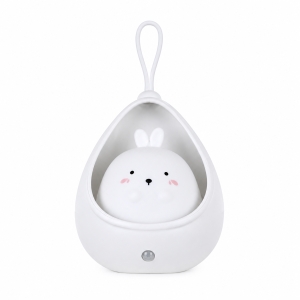 LED noční silikonová lampička Wall Bunny, světelný senzor, bílá