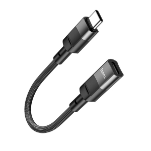 Adaptér Hoco U107, USB C na Lightning, délka 10cm, černý