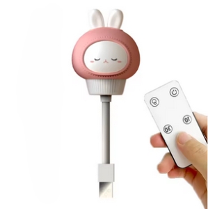 USB noční lampička Bunny, 3 režimy svícení, ovladač, časovač, bílá