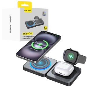 Indukční nabíječka Blavec (BQI-04) 3v1, Magsafe, 15W, barva černá