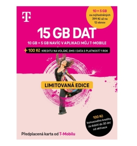 Twist SIM předplacená karta 15GB (10GB + 5GB ZDARMA) + 100 Kč kredit