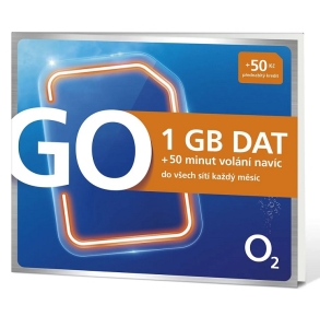O2 SIM karta 1GB (+ 50 min. volání) + 50 Kč kredit