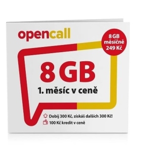 OpenCall SIM karta 8 GB s kreditem 100Kč