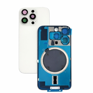 Kryt baterie iPhone 16 PRO white + metal clip + camera lens + magnet