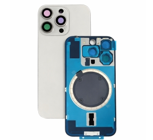 Kryt baterie iPhone 16 PRO MAX silver (natural) + metal clip + camera lens + magnet