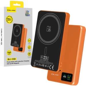 Externí baterie POWER BANK Blavec (BJ-03) 3v1, Slim 13,5mm, 10000mAh, Magsafe, Indukce 22,5W, 1x USB C, barva orange
