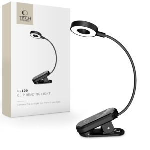 Mini Lampička na čtení Tech-Protect, 3 barvy stvětla, barva černá
