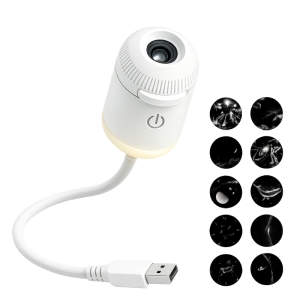 Mini USB světelný projektor s lampičkou, hvězdná obloha (10 projekcí), bílá