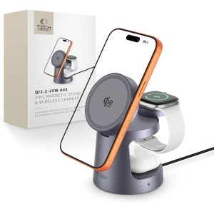 Indukční nabíječka Tech-Protect QI2.2-A48, 3v1, 25W, kabel USB C na USB C, dark grey