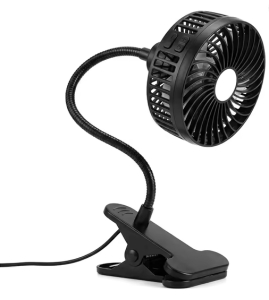 Ventilátor s nastavitelným ramenem a klipem, černá