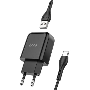 Cestovní nabíječ HOCO N2 Vigour 1x USB A (2A) + kabel USB A na USB C, barva černá