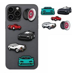 Sada 5 Ks 3D samolepek - motiv Auto, pro siliconová pouzdra