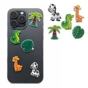 Sada 5 Ks 3D samolepek - motiv Safari, pro siliconová pouzdra
