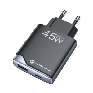 Forcell F-Energy Ultra Slim GaN III USB C + USB A, PD 45W QC4.0 3A, černá