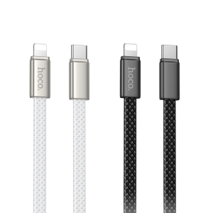 Datový kabel Hoco X125 Flat, USB C na USB C, rychlonabíjecí 60W, podpora PD a QC, 1m, bílý