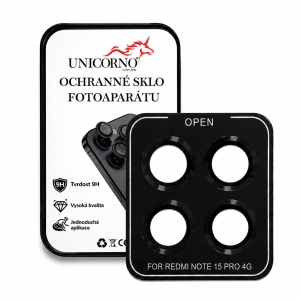 Unicorno ochranné sklo fotoparátu s aplikátorem Xiaomi Redmi NOTE 15 PRO 4G, black