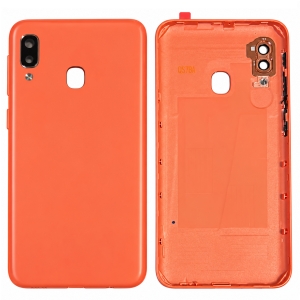 Kryt baterie Samsung A202 Galaxy A20e + sklíčko kamery coral (orange)