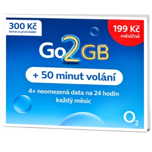 O2 SIM karta 2GB (2GB + 50 minut volání v CZ)