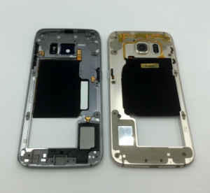 Samsung G925 Galaxy S6 Edge kryt střední swap + boční tlačítka a flexy tlačítek  zlatá