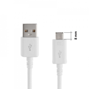 Datový kabel micro USB barva bílá (8mm konektor)