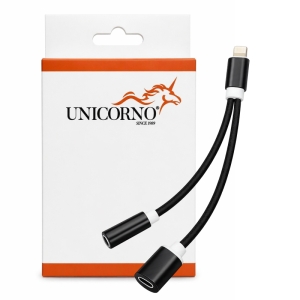 Adaptér HF/audio + nabíjení, Lightning na 1x Jack 3,5mm 1x Lightning (female), barva černá