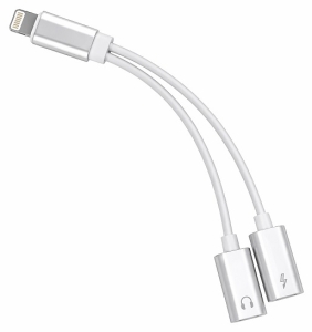 Adaptér Lightning na 2x Lightning (female), barva stříbrná
