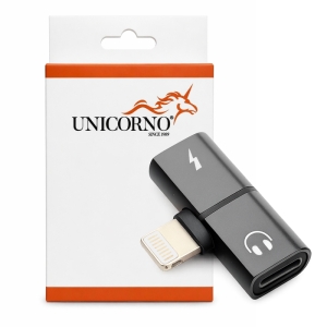 Adaptér SHORT HF/audio + nabíjení Lightning na 1x Lightning 1x Jack 3,5mm, barva černá